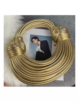 Dina Spaghetti Vegan Leather Knot Shoulder Bag Gold