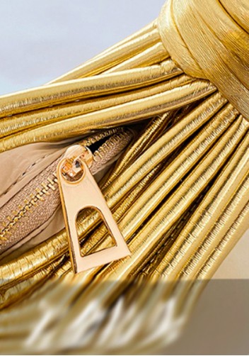 Dina Spaghetti Vegan Leather Knot Shoulder Bag Gold