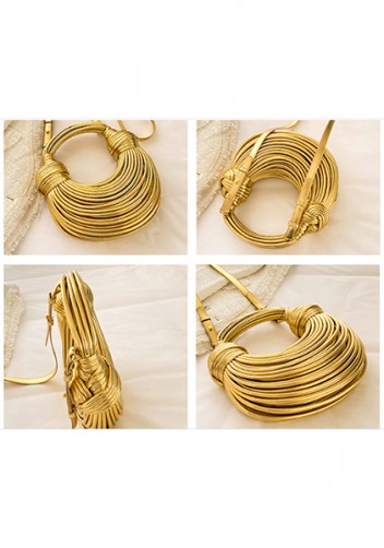 Dina Spaghetti Vegan Leather Knot Shoulder Bag Gold