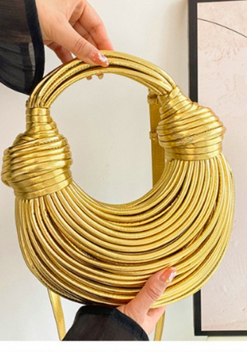 Dina Spaghetti Vegan Leather Knot Shoulder Bag Gold
