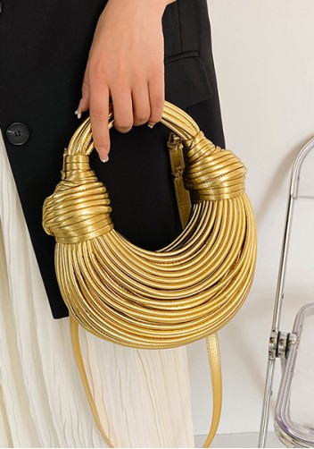 Dina Spaghetti Vegan Leather Knot Shoulder Bag Gold
