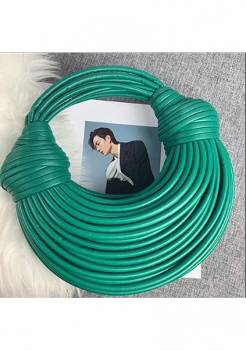 Dina Spaghetti Vegan Leather Knot Shoulder Bag Green