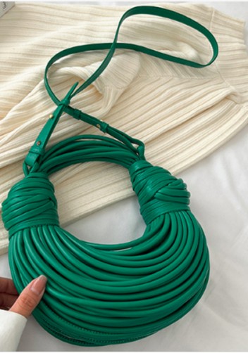 Dina Spaghetti Vegan Leather Knot Shoulder Bag Green