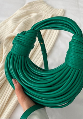 Dina Spaghetti Vegan Leather Knot Shoulder Bag Green