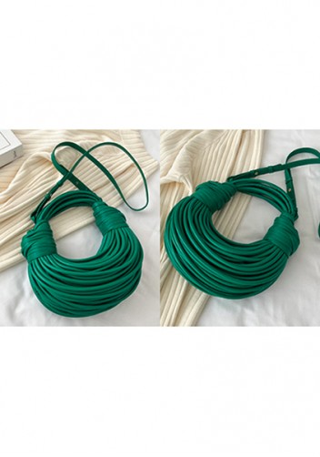 Dina Spaghetti Vegan Leather Knot Shoulder Bag Green