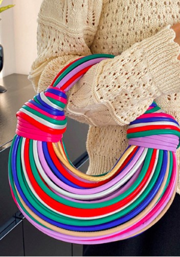 Dina Spaghetti Vegan Leather Knot Shoulder Bag Multicolor