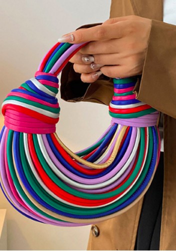 Dina Spaghetti Vegan Leather Knot Shoulder Bag Multicolor