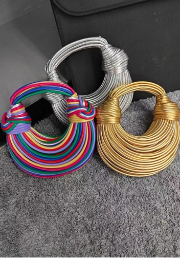 Dina Spaghetti Vegan Leather Knot Shoulder Bag Multicolor