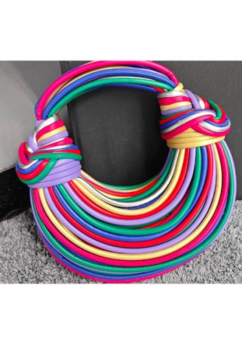 Dina Spaghetti Vegan Leather Knot Shoulder Bag Multicolor