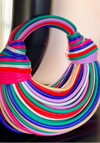 Dina Spaghetti Vegan Leather Knot Shoulder Bag Multicolor