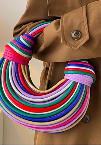 Dina Spaghetti Vegan Leather Knot Shoulder Bag Multicolor