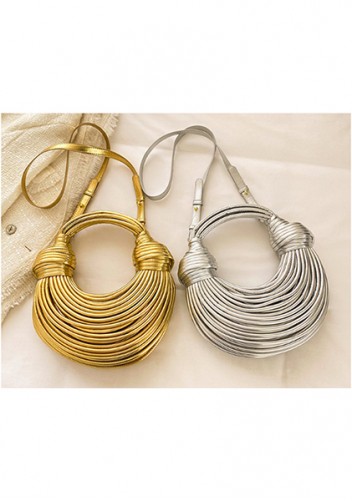 Dina Spaghetti Vegan Leather Knot Shoulder Bag Silver