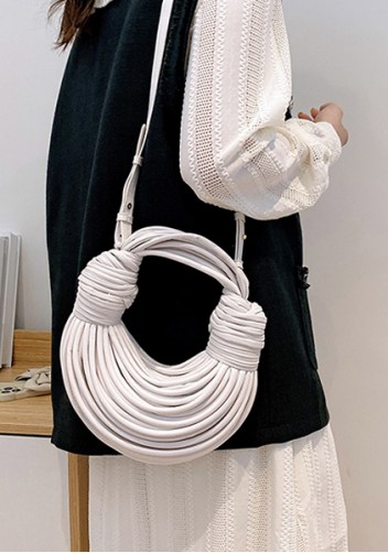 Dina Spaghetti Vegan Leather Knot Shoulder Bag White