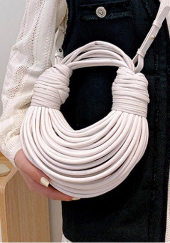 Dina Spaghetti Vegan Leather Knot Shoulder Bag White