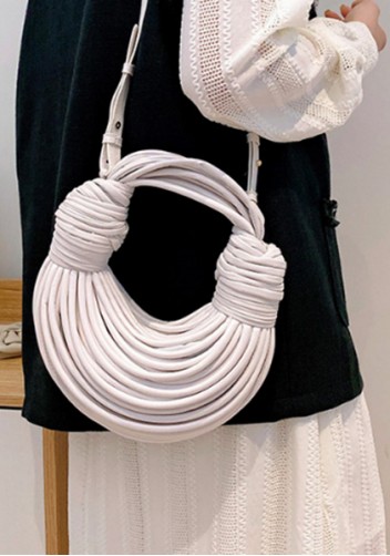 Dina Spaghetti Vegan Leather Knot Shoulder Bag White