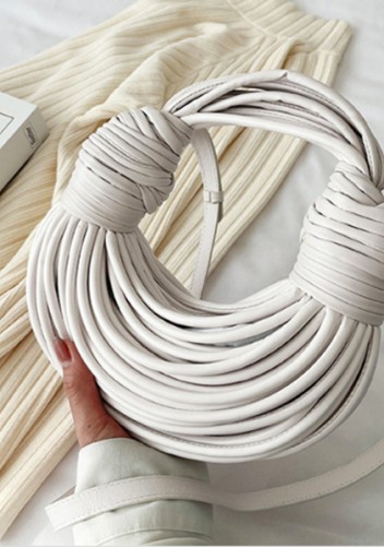 Dina Spaghetti Vegan Leather Knot Shoulder Bag White