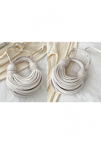 Dina Spaghetti Vegan Leather Knot Shoulder Bag White