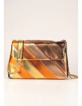 Adele Rainbow Flap Medium Bag Faux Leather Gold