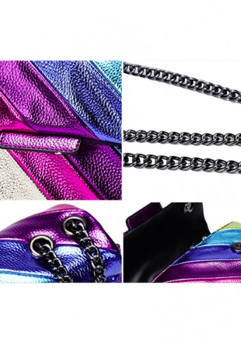 Adele Rainbow Flap Medium Bag Faux Leather Purple
