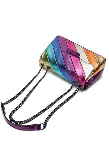 Adele Rainbow Flap Medium Bag Faux Leather Purple