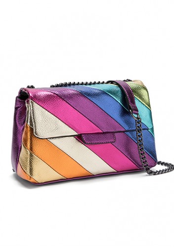 Adele Rainbow Flap Medium Bag Faux Leather Purple
