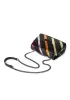 Adele Rainbow Flap Medium Bag Faux Leather Strips Black