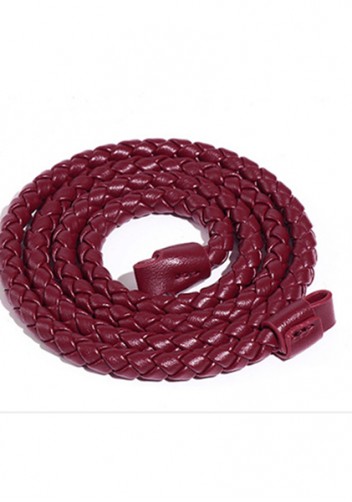 Gemini Woven Vegan Leather Mini Shoulder Bag Burgundy