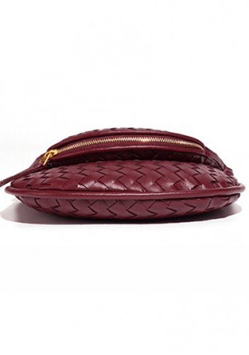 Gemini Woven Vegan Leather Mini Shoulder Bag Burgundy