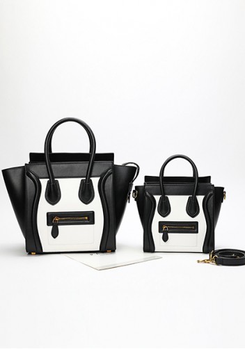 Vanessa Medium Tote Smooth Leather Black White