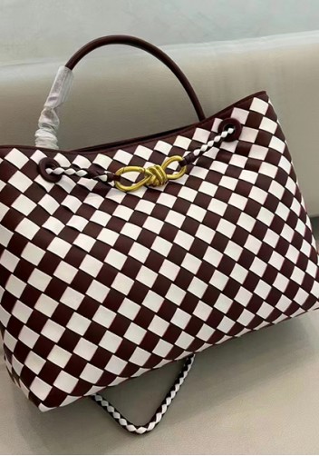 Allegria Woven Large Leather Shoulder Bag Burgundy White