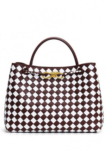 Allegria Woven Large Leather Shoulder Bag Choco White