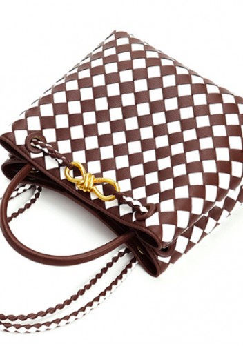 Allegria Woven Large Leather Shoulder Bag Choco White