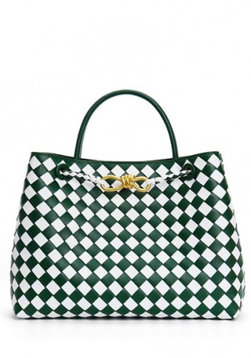Allegria Woven Large Leather Shoulder Bag Green White