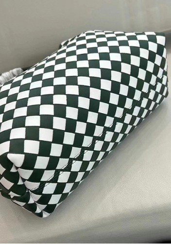 Allegria Woven Large Leather Shoulder Bag Green White