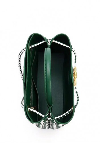 Allegria Woven Large Leather Shoulder Bag Green White