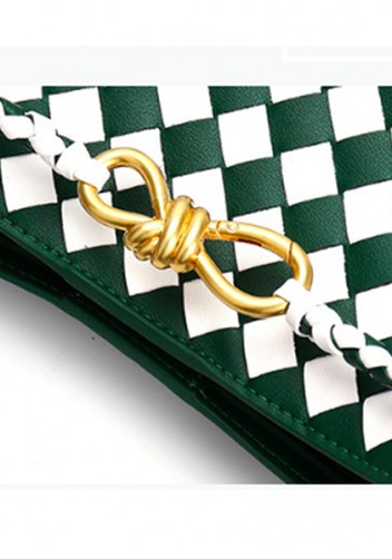 Allegria Woven Large Leather Shoulder Bag Green White