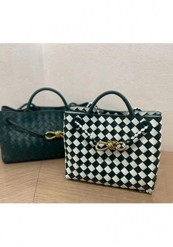 Allegria Woven Large Leather Shoulder Bag Green White