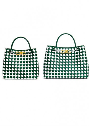 Allegria Woven Large Leather Shoulder Bag Green White
