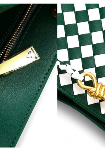 Allegria Woven Large Leather Shoulder Bag Green White