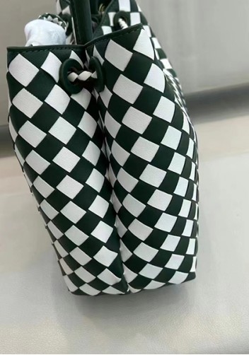 Allegria Woven Large Leather Shoulder Bag Green White
