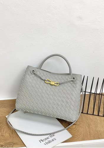 Allegria Woven Large Leather Shoulder Bag Grey