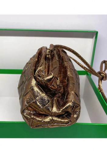 Dina Woven Vegan Leather Clutch Shoulder Bag Metallic Bronze