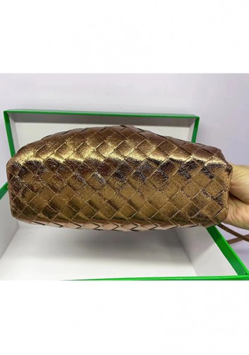 Dina Woven Vegan Leather Clutch Shoulder Bag Metallic Bronze