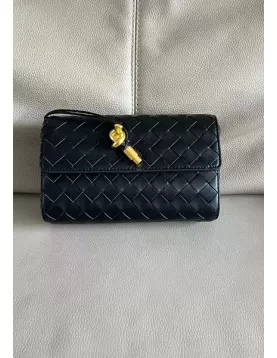 Allegria Woven Mini Leather Shoulder Bag Black