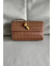 Allegria Woven Mini Leather Shoulder Bag Brown