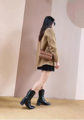 Allegria Woven Mini Leather Shoulder Bag Brown