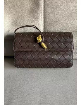 Allegria Woven Mini Leather Shoulder Bag Choco