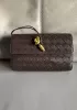 Allegria Woven Mini Leather Shoulder Bag Choco