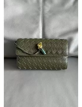Allegria Woven Mini Leather Shoulder Bag Green