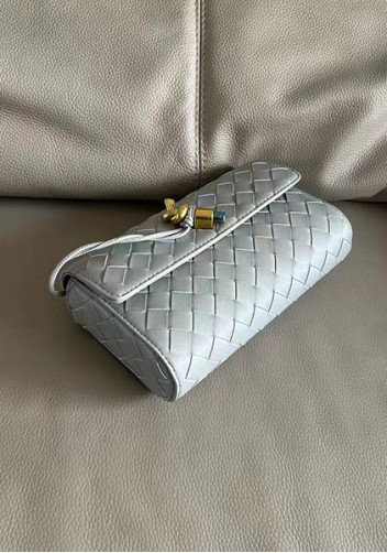 Allegria Woven Mini Leather Shoulder Bag Grey
